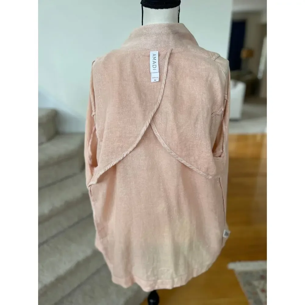 Amadi Oversize Warm Pink Silver Metallic Double Breasted Linen Blazer
